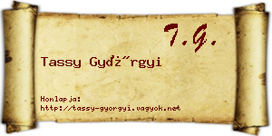 Tassy Györgyi névjegykártya